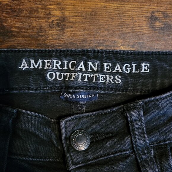 American Eagle Jeans 6 R Jegging Super Stretch Super Hi Rise Black Wash Denim - Picture 4 of 12